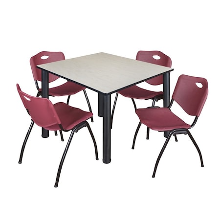 Kee Kee Square Table & Chair Set, Wood, Metal, Plastic Top, Maple TB4848PLBPBK47BY